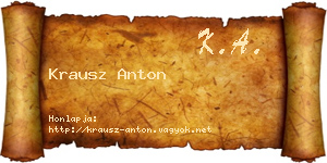 Krausz Anton névjegykártya